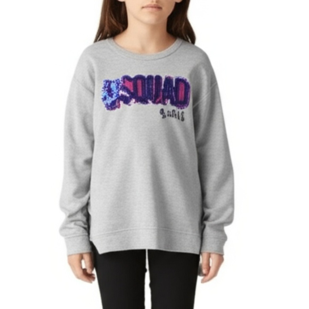 Epic Threads‎ Pullover Girls Size Medium Heather Grey Squad Sequins Hi-Lo Trendy